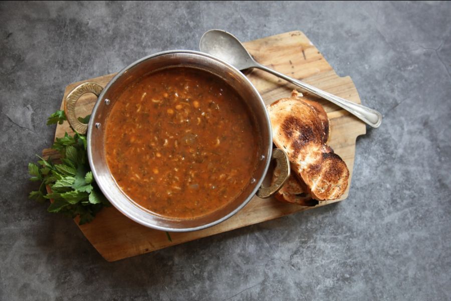 Ash-e Anar (Persian pomegranate soup)